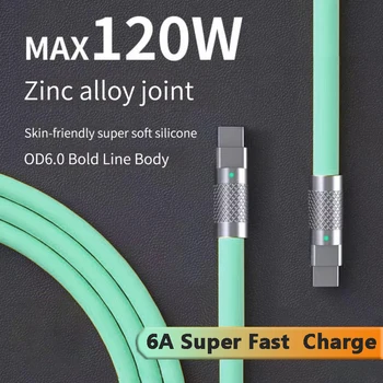 120 W 6a Super Fast Charge PD Typ C Flüssigsilikonkabel Schnellladung 1 m 2 m USB-Kabel USB C auf C Ladegerät