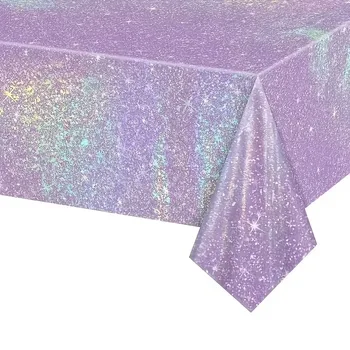 Lila Schillernde Einweg-Tischdecke Regenbogen-Laser-Geburtstagsdekoration Tischdecke