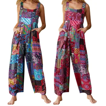 Faszinierende neue Sommer overalls für Frauen, mehrfarbiger ärmelloser Freizeit overall mit quadratischem Hals