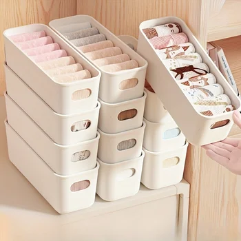 Weiße Kunststoff-Aufbewahrungsboxen - geeignet für Schublade, Regal, Kleiderschrank, Büro (4 Stück)