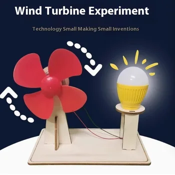 DIY Holz Wind Turbine Modell Kinder Wissenschaft Spielzeug Montage Dampf Technologie Physik Bildung Lernen