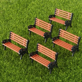 Modell Park Bank 1:30 Mini Garten Ornament Miniatur Park Bank Handwerk DIY Figuren Landschaft Bank (5 Stück)