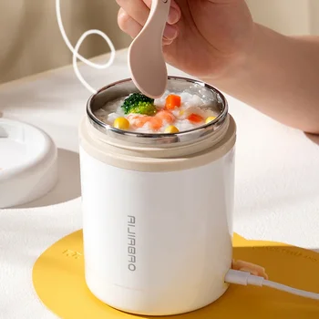 600ML USB Elektrische Heizung Lunch Box Tragbare Picknick Milch Trinken Lebensmittel Heizung Edelstahl