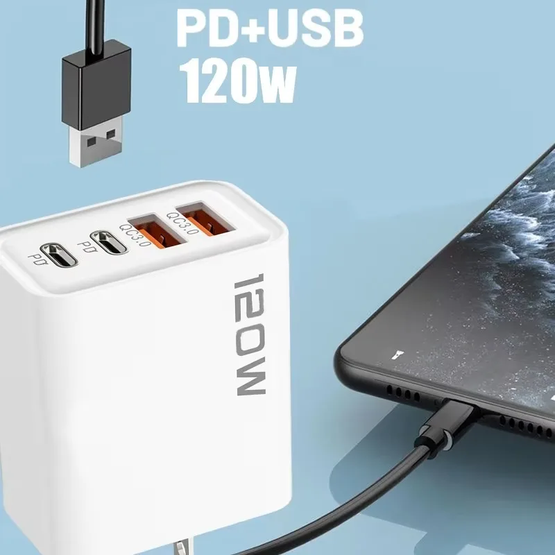 USB-C Ladegerät 120 W mit 4 Anschlüssen und Kabel – Bild 5