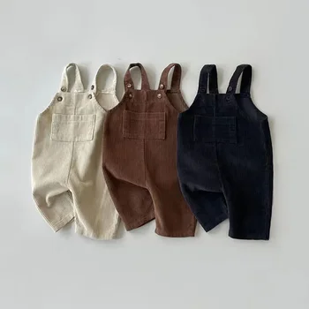 Herbst Winter Kleinkind Baby Jungen Mädchen Solide Cord Hosenträger Strampler Kinder Overall Kleidung