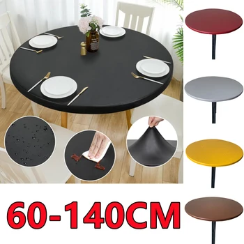 60-140cm Hochzeit runde Tischdecke wasserdichte Tasche Esstisch öl beständige elastische Tischdecke angepasst