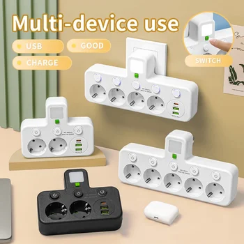 Mehrere Steckdosen, AC-EU-Stecker, Steckdosenleiste, kein Verlängerungskabel mit USB-Anschlüssen