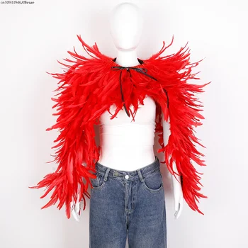 Karneval Feder Schal Umhang Gothic Federflügel für Damen Herren Party Cosplay Kostüm Fancy Ball Bühnenzubehör