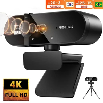 4K Webcam 1080P Mini-Kamera 2K Full HD Webcam mit Mikrofon 30fps USB-Webcam für Autofokus PC Laptop