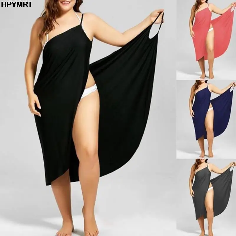 2022 5XL Sommer Damen Halter Kleid Einfarbig Sexy Hosenträger – Bild 2
