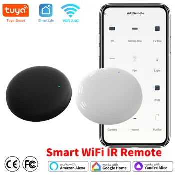 Tuya wifi smart ir fernbedienung smart life app ersetzen tv dvd aud ac fernbedienung funktioniert mit alexa