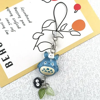 Kawaii Blaues Tier Totoro Handyanhänger Ruß Sprite Schlüsselanhänger Wald Anime Katze Cosplay Anhänger Zubehör