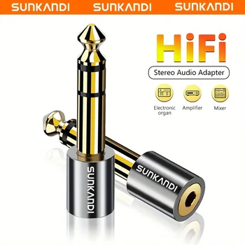 SUNKANDI 1/4 Zoll Stecker auf 1/8 Zoll Buchse Kopfhöreradapter, 6,35 mm auf 3,5 mm Audio-Klinkenadapter