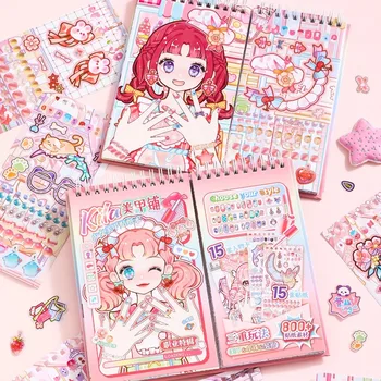 Nail-Art-Shop Papierbuch Kreatives Mädchen Nail-Art Handgemachtes DIY-Material Stickerbuch Szenen-Make-up-Buch