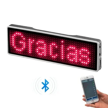 Wiederaufladbare Bluetooth Digital LED Abzeichen Insignia DIY programmierbare Scrolling Message Board Mini LED