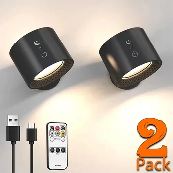 Led Doppel Kopf Wand Lampe Touch Control Fernbedienung 360-Drehbare USB Aufladen Drahtlose Tragbare Nachtlicht