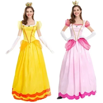 Prinzessin Kleid Palace Party Königin Rock Rosa Pfirsichblüte Kleidung Anime Halloween Kostüme für Frauen