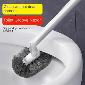 Toilettenbürste vom Typ C mit 18-Zoll-Griff - ergonomischer manueller Reiniger für Badezimmer/Küche/Auto