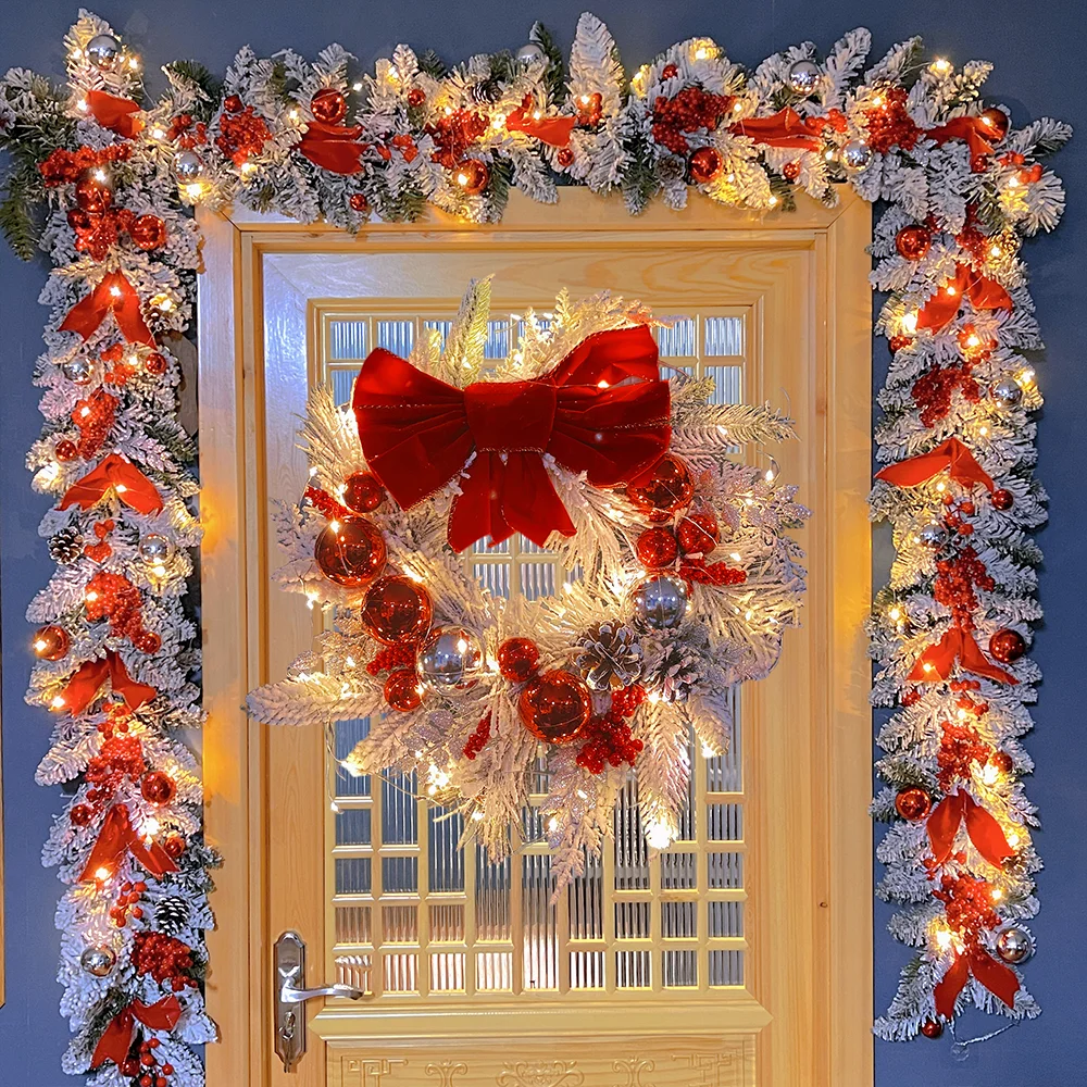 Weihnachtskranz-Rattan-Set Weihnachtsdekorationen Schleife – Bild 5
