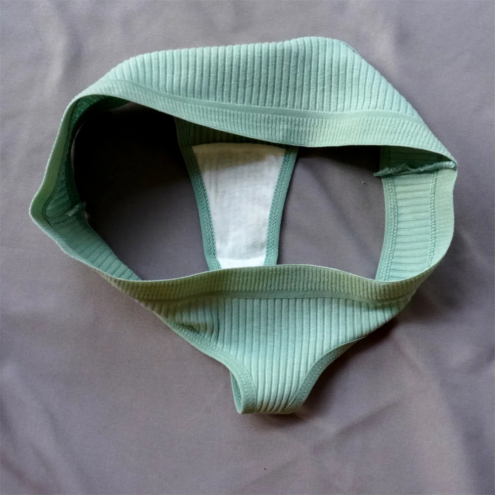 3-teiliger nahtloser Damen-Tanga aus gerippter Baumwolle – Bild 5