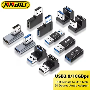 NNBILI USB3.0 Stecker auf Buchse rechtwinkliger Verlängerungsadapter USB-Upward-Winkel 90-Grad-Adapter 10