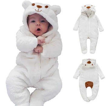 Neugeborenes Baby Junge Mädchen Kinder Bär Kapuzen Strampler Overall Body Kleidung Outfits Langarm Overall