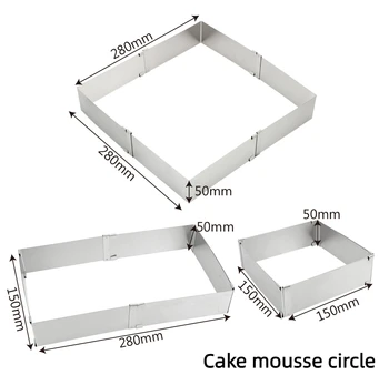 Backformen Edelstahl verstellbar Mousse Ring DIY Kuchen Dekorieren Form quadratische Kuchenform Dessert