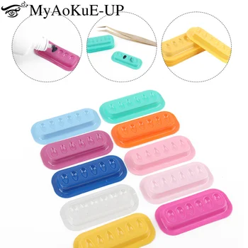 Wimpern Kleber Halter Palette Wimpern Verlängerung Klebstoff Ständer Pads Streifen Geformt (100 Stück)