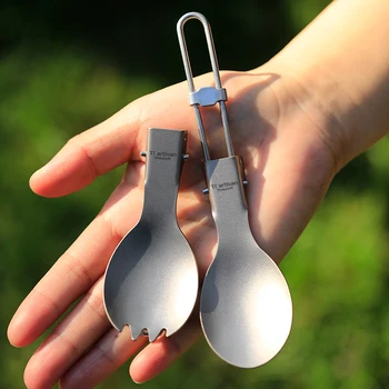 Tiartisan Titan-Löffel-Gabel, ultraleichtes tragbares Besteck, faltbares Besteck für Outdoor-Camping