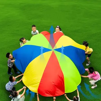 2M Durchmesser Kinder Outdoor Team Spiel Prop Regenbogen Fallschirm Spielzeug Springtasche Hüpfende Boden