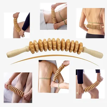 Körper-Faszien-Massagegerät, rutschfester Griff, Holz, gerillte Ausrüstung, Arme, Beine, Oberschenkel, Gesäß
