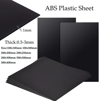 Schwarze ABS-Kunststoffplatte, Modellblatt, DIY-Modellmaterial, Materialteile, Dicke 0,5 mm/1 mm/1,5 mm/2 mm/3