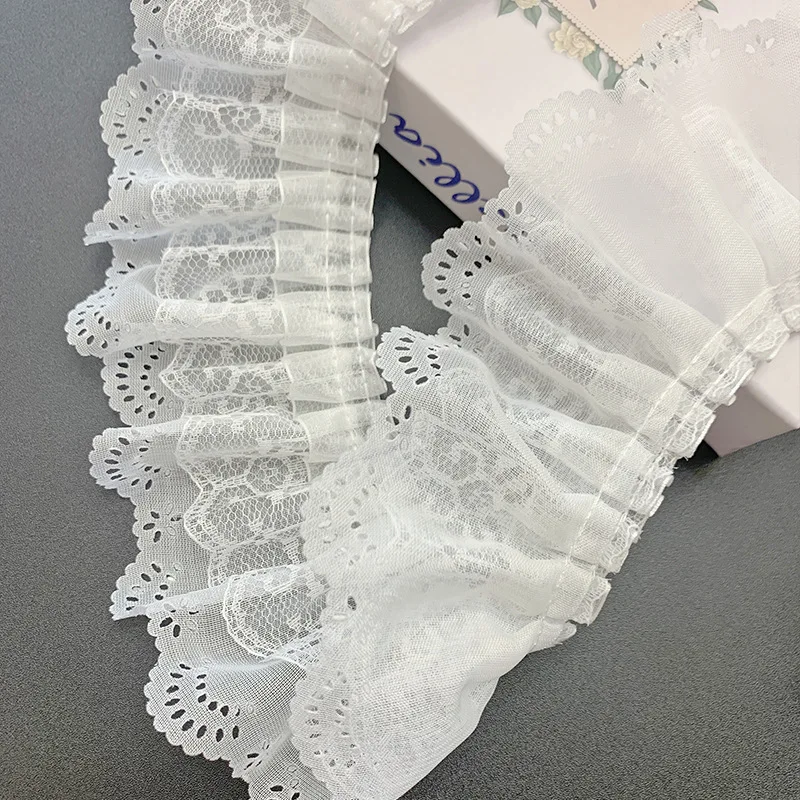 2/5/10 Yards Drei Schichten Weiße Spitze Falten Spitze – Bild 6