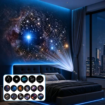 Auto-Sternenhimmel-Projektorlampe, USB-betrieben, Galaxie-Nachtlicht mit 17-12 Galaxiefolien, flexiblem Hals