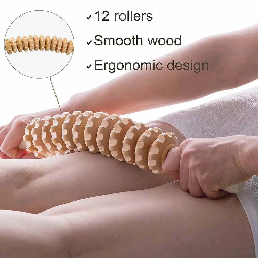 Gebogene Holz Massage Roller Stick Lymphdrainage Holz – Bild 2