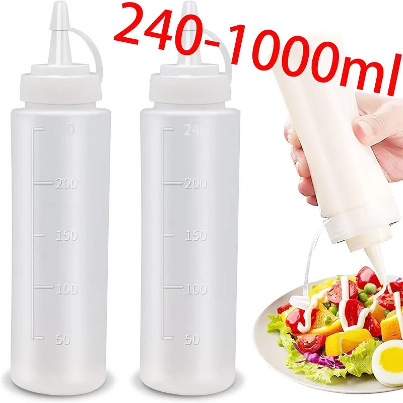Große Squeeze-Gewürzflaschen mit Düsen, Ketchup, Grill