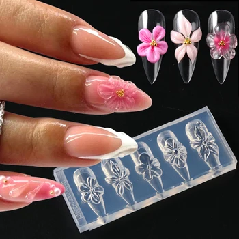 3D Blumen-Silikon-Nagelform Lilien- & Hibiskusblüten-Schnitzschablone Gel-Lack-Schablonen für Frühling Sommer