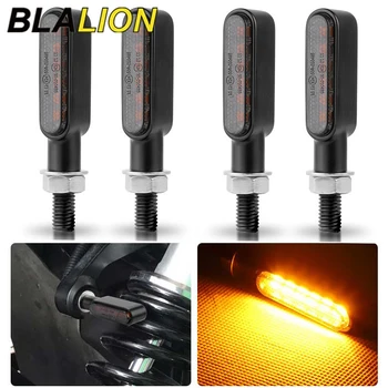 BLALION 2 Stück 6 LEDs Motorrad-Blinker, Mini-LED-Blinker, Blinkerleuchte, bernsteinfarbene Lampe