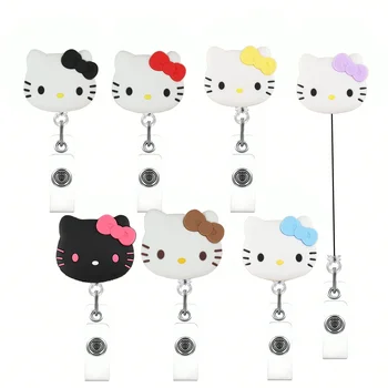 Kawaii-Geschenk, Katzen-Abzeichenhalter mit ausziehbarem Mechanismus, glitzernder Kartenhalter, Accessoires