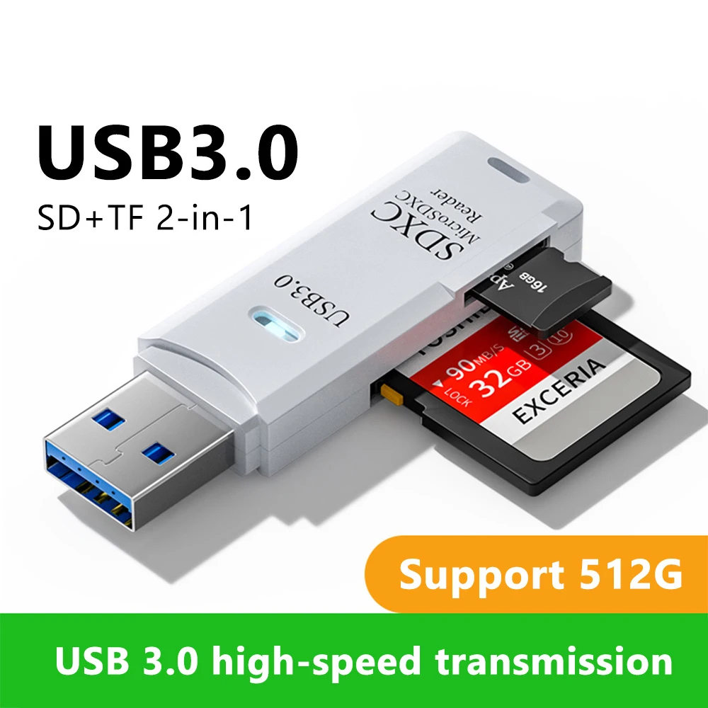 2-in-1 USB 3.0 2.0 Kartenleser Micro SD Kartenleser