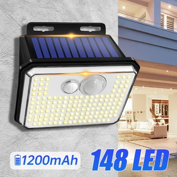 IP65 wasserdichte Solar-Gartenleuchten für den Außenbereich, superhell, 148 LEDs, Bewegungsmelder