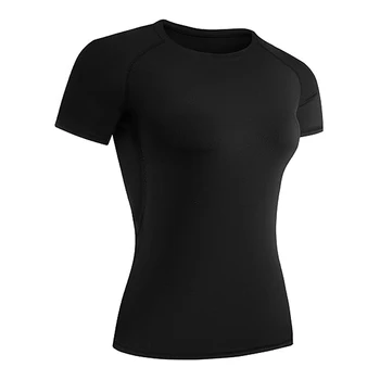 Damen-Kompressionsshirt, kurzärmelig, athletisches Yoga-Lauf-T-Shirt, Sommer, Fitnessstudio, Workout, schnell