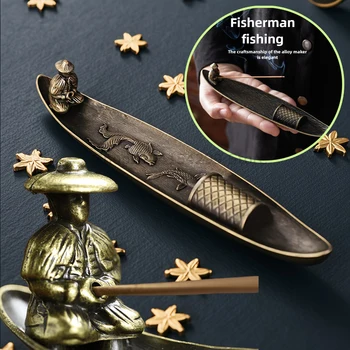 Räucherstäbchenhalter Aromatherapie-Ornament Räucherstäbchenhalter Boot mit Älteren Fischern Japanisches Dekor