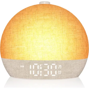 Wake Up Light Sunrise Wecker Timer 30, weißes Rauschen, Tonmaschine, dimmbar, RGB-Nachtlichter, Schlafhilfe