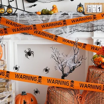 Halloween-Warnband mit Totenkopf- und Kreuzbein-Motiv, Spukhaus-Absperrband, Partydekoration, Requisite