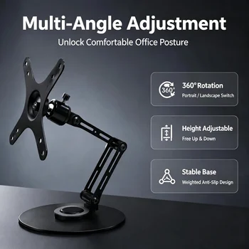 Faltbarer Monitorständer 360 ° Drehbarer, mehrfach einstellbarer VESA 75x75mm Schwerlast-Monitorarm für 9-18,4