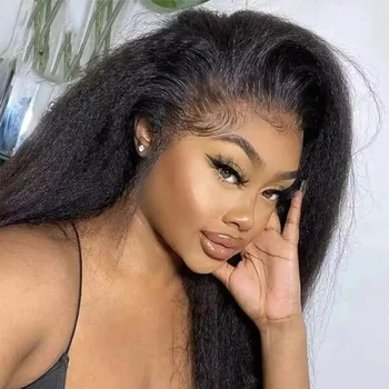 Verworrene gerade 13x4 Spitze Front Echthaar Perücken für Frauen brasilianische knochengefarbte Yaki gerade