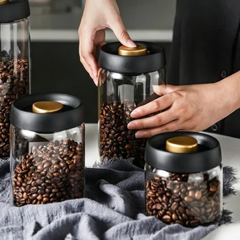 Wirtschaftliche 500 ml vakuumversiegelte Krug, Kaffeebohnen, Glas, luftdichter Kanister, Lebensmittelkörner