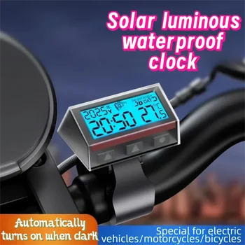 Solar-Motorrad-Digitaluhr mit Datum, Woche, Temperatur, LCD-Display mit Hintergrundbeleuchtung, wasserdichtes