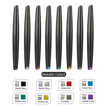 DSPIAE Marker-Stift-Set mit weicher Spitze auf Wasserbasis, einfaches metallisches fluoreszierendes Farbset